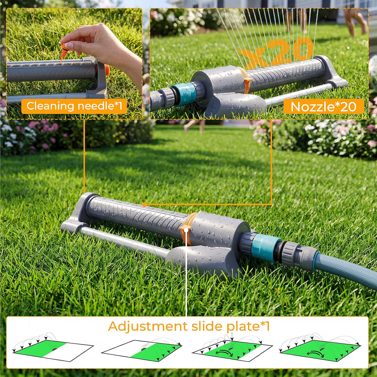 Garden Sprinkler System 3 in 1 Automatic Timer 10m Hose Oscillating Irrigation