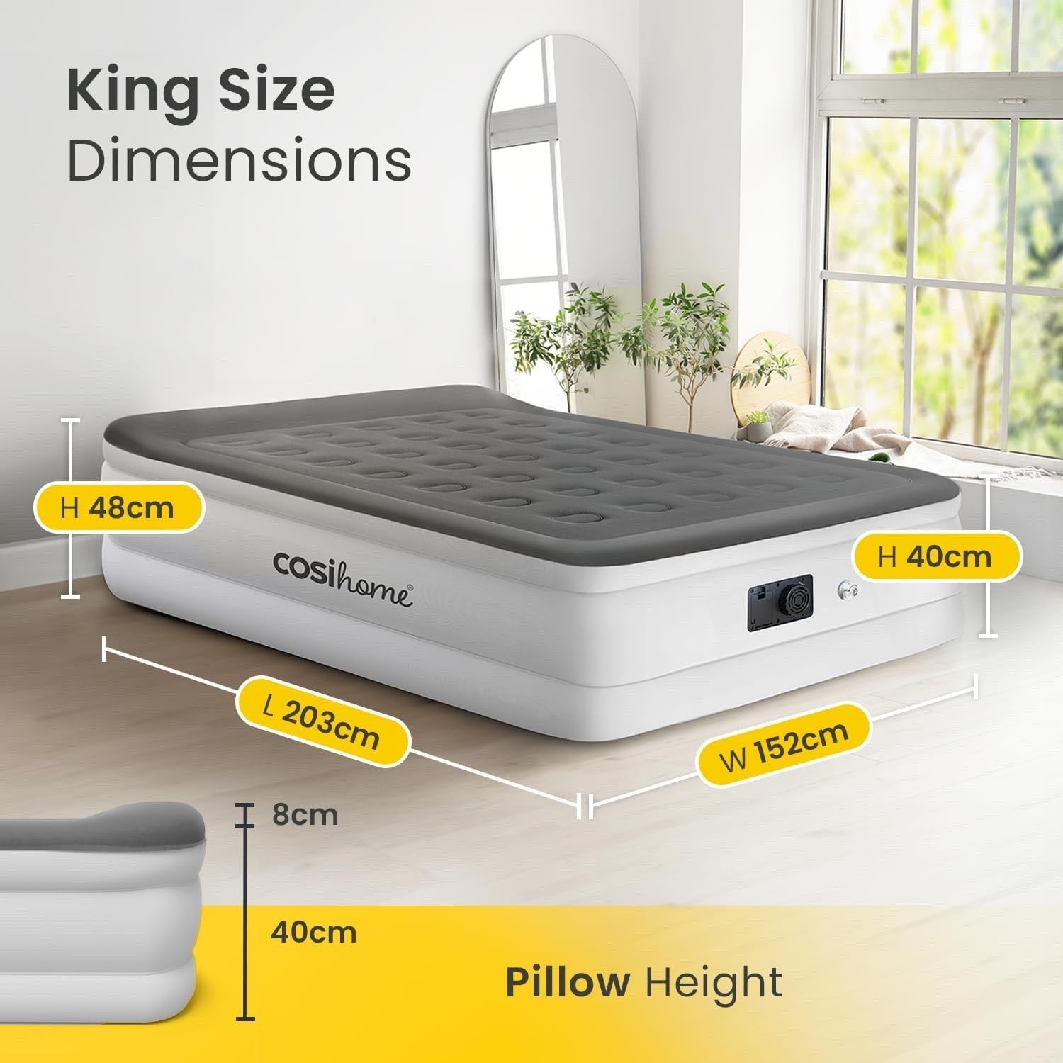 Cosi Home Premium King Size Air Bed with Built in Pump Blow Up Mattress