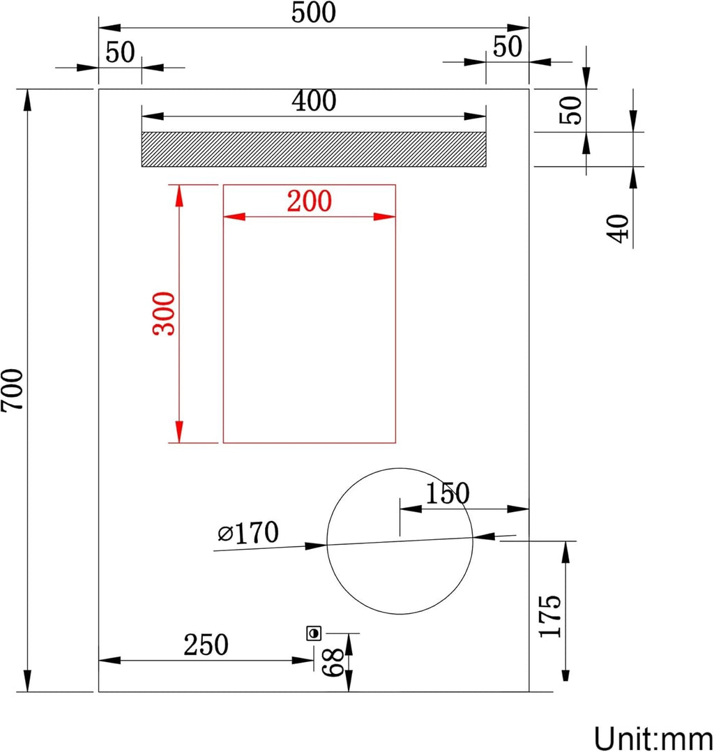 ELEGANT LED Bathroom Mirror 500x700mm Shaver Socket Demister Touch