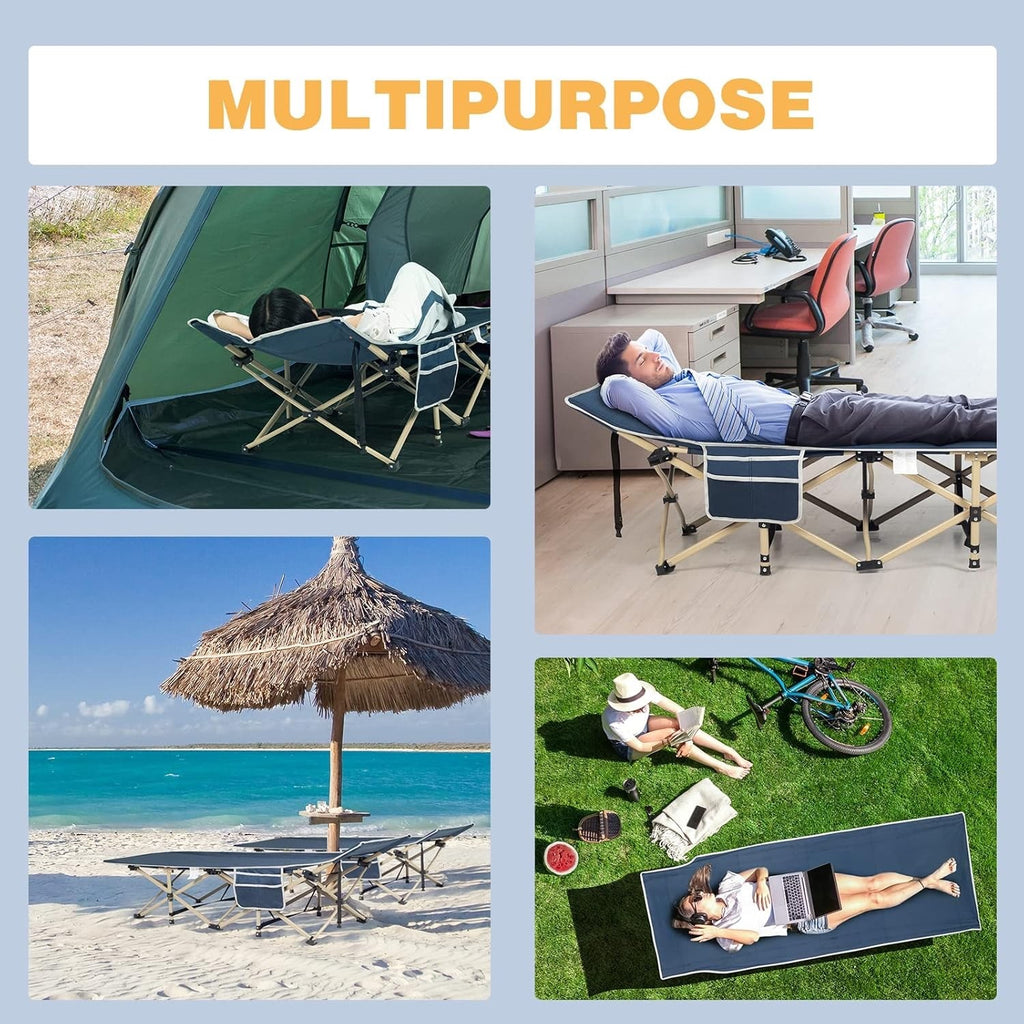 Extra Large Camping Bed Foldable Heavy Duty Camp Cot 550lb Carry Bag