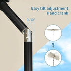 250cm Aluminium Garden Parasol Crank Tilt UV50+ Patio Outdoor Sun Umbrella