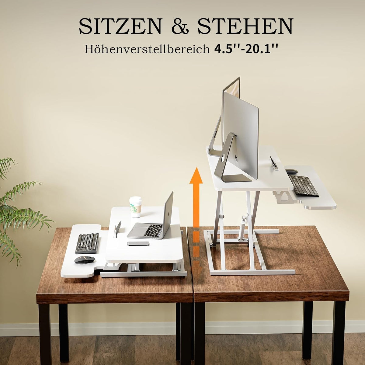 Standing Desk Converter Riser Height Adjustable 101cm White Stand Workstation