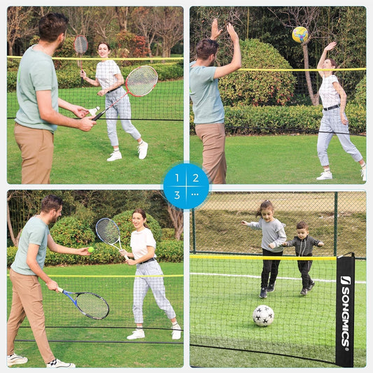 Badminton Volleyball Net Portable Adjustable Height Garden Beach Tennis Set