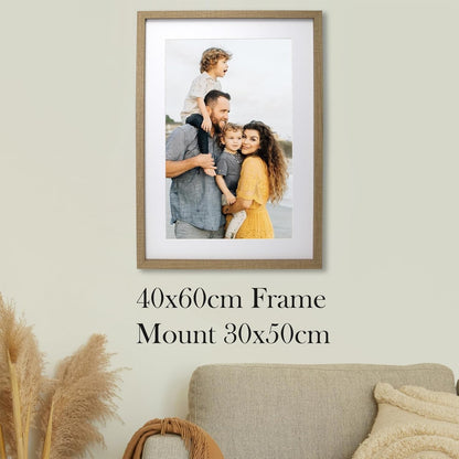 Picture Frame Set 60x40cm Wooden 3 Pack Poster Photo Mount Wall Hanging Oak