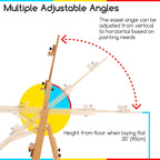 Adjustable Beech H-Frame Easel Stand Tilts Flat All Media Holds 77in Canvas Art