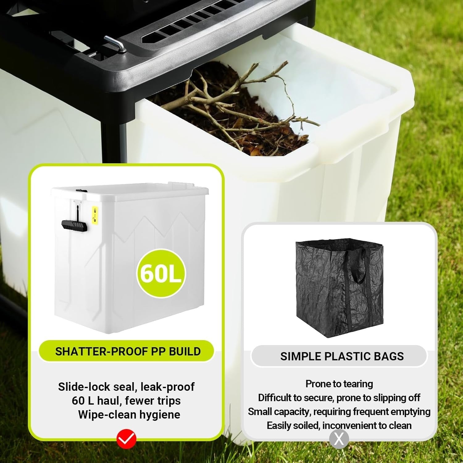 2800W Electric Garden Shredder 60L Box 45mm Branch Chipper Mulcher Safety Switch