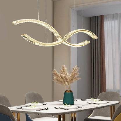 Fordeson Crystal Modern LED Chandeliers 39.3inch Dimmable LED Pendant Light