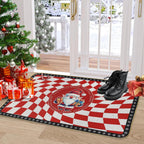 Buffalo Plaid Christmas Doormat Non Slip Dirt Trapper 80x120cm
