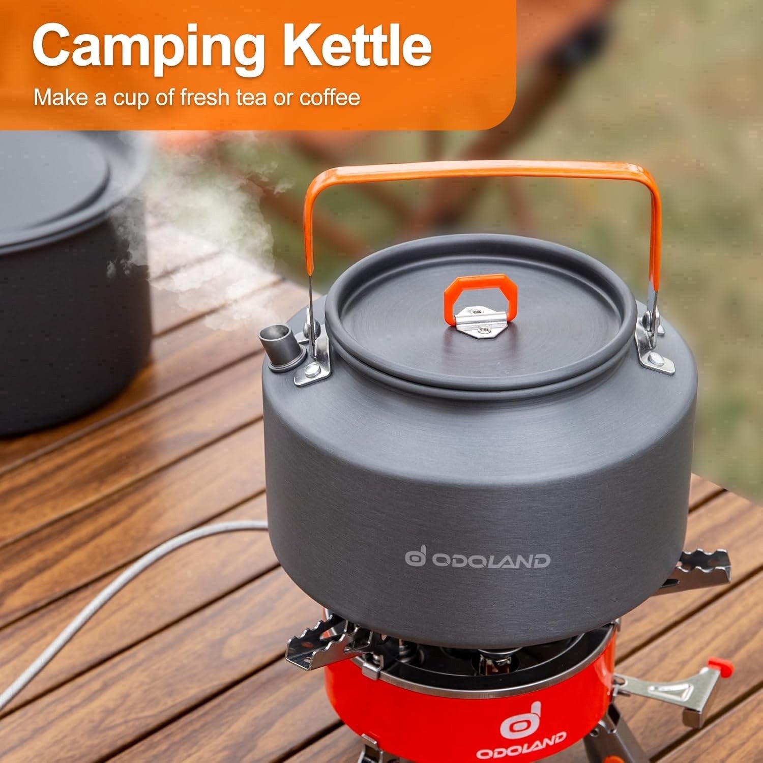 Odoland Camping Cookware Set Pot Pan Kettle with Mesh Bag for Outdoor Cooking