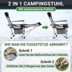 #WEJOY Folding Camping Chairs Reclining Adjustable with Detachable Footrest