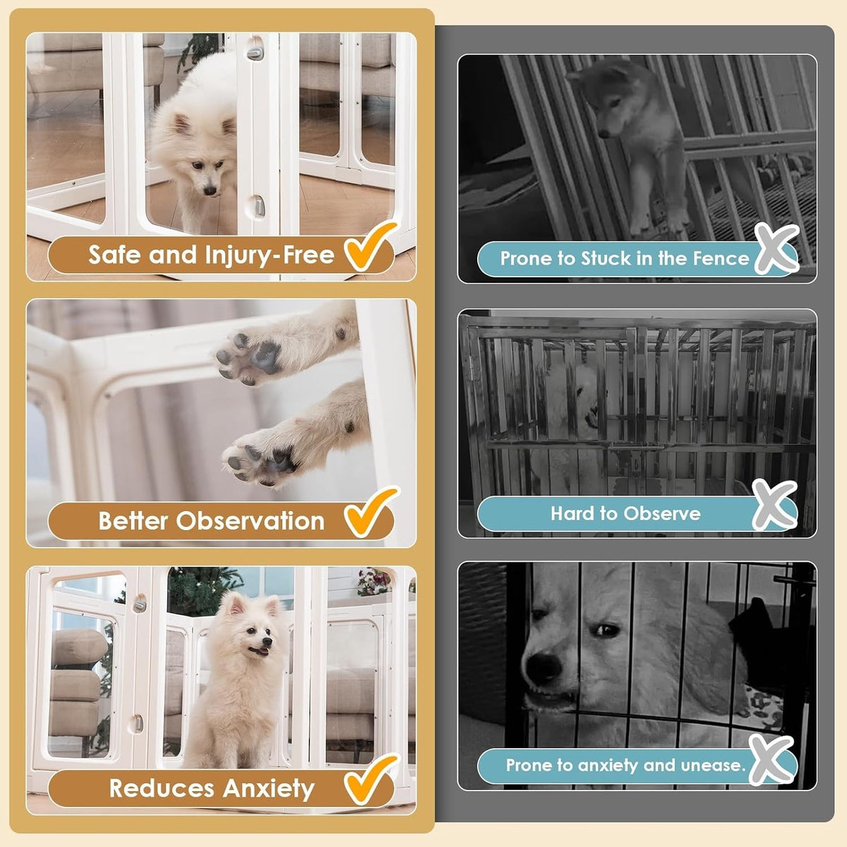 Dog Playpen 12 Panel 60cm Clear Acrylic Puppy Pet Pen Indoor Outdoor