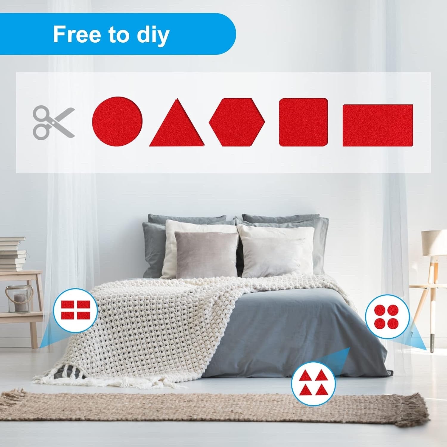 Large Self-Adhesive Felt Glides 20x150 cm Felt Pads Self-Adhesive Furniture Red