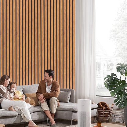 Acoustic Wall Panels 3D Slat Wood Finish Sound Absorbing 2 Pack Walnut
