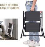 2 Step Folding Ladder Double Sided Step Stool w Handle Large Platform