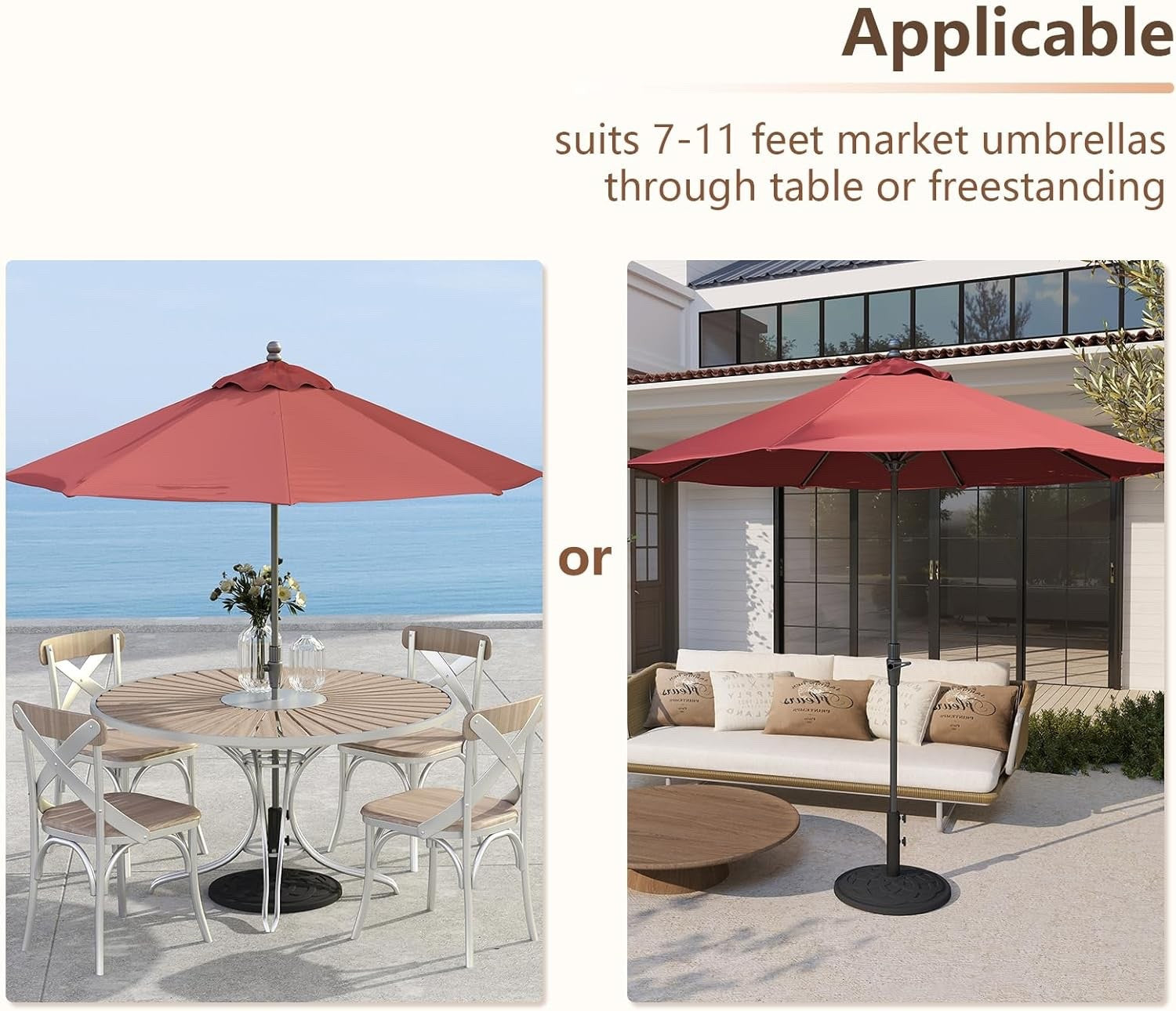 Garden Parasol Base Stand 12kg Heavy Duty Round Black Patio Umbrella Holder