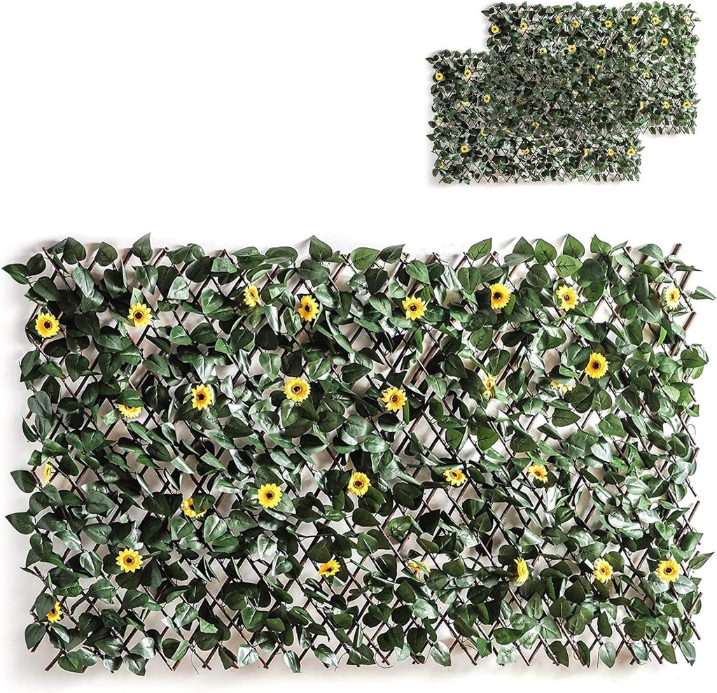2PCS Artificial Leaf Fence Expandable Garden Privacy Screen Trellis Panel