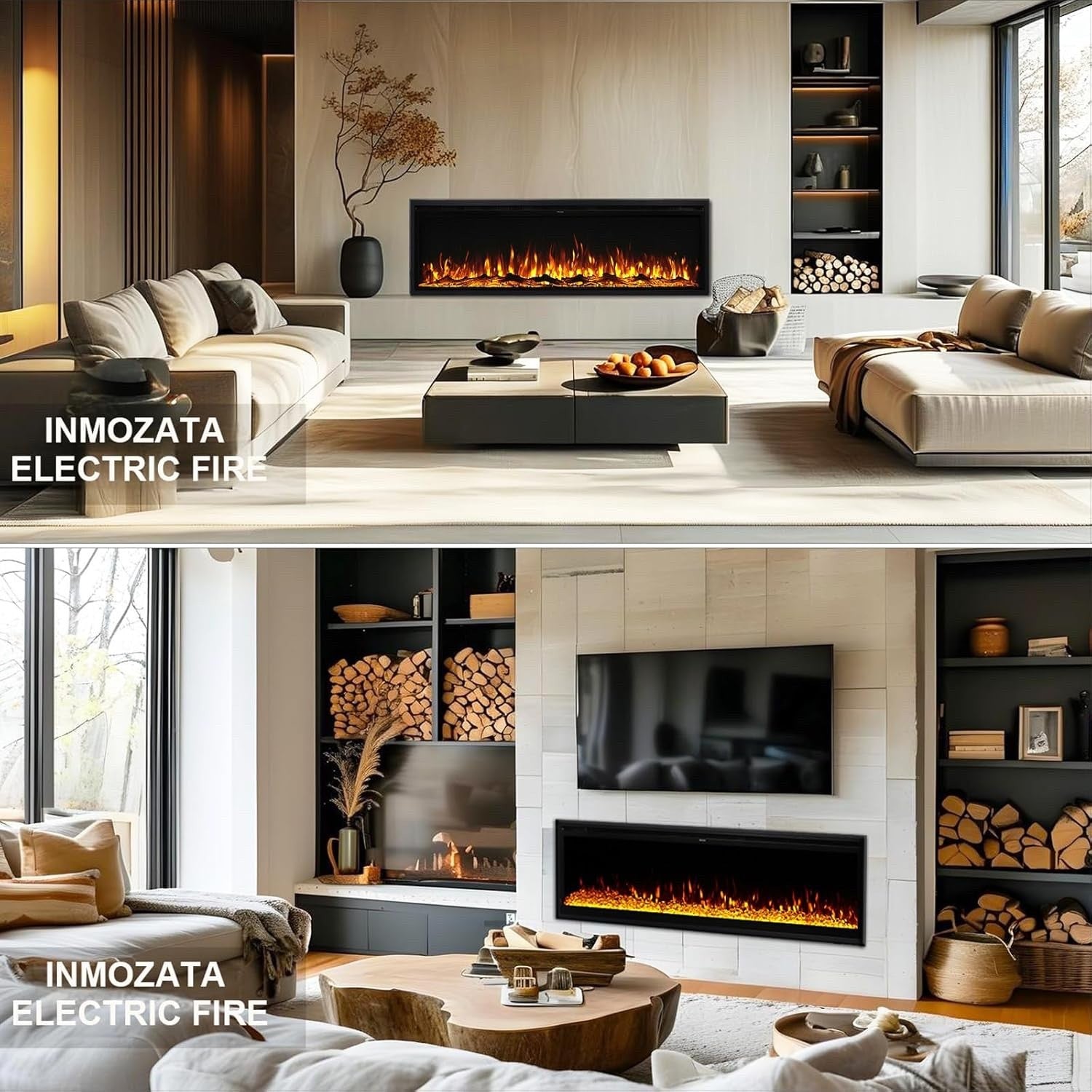 INMOZATA Electric Fire 42inch/107cm Wall Mounted/Recessed/Freestanding Electric