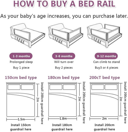 Toddler Bed Rail 150cm Extra Long Safety Guard Fold Down Swing Kids Bedrail