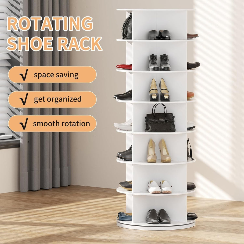 7 Tier Rotating Shoe Rack 360 Degree Spinning Storage Holds 28 Pairs
