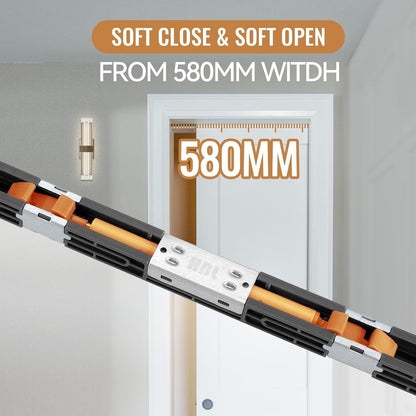 Pocket Door Sliding Hardware Kit 72" 1.8m Soft Close Heavy Duty Aluminium Track