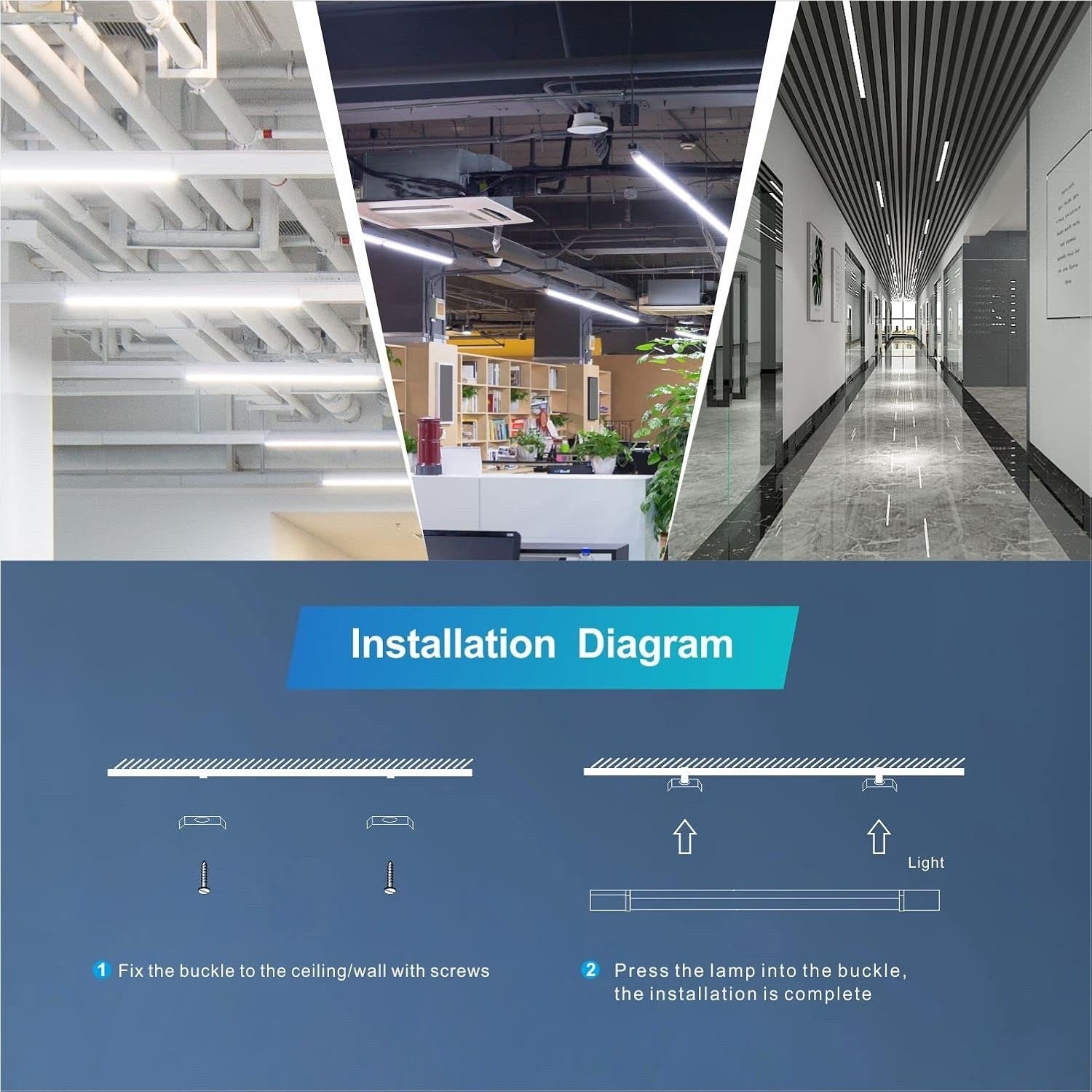 4ft LED Batten Light 32W 3550lm 6500K Slim Ceiling Tube Lamp 2 Pack