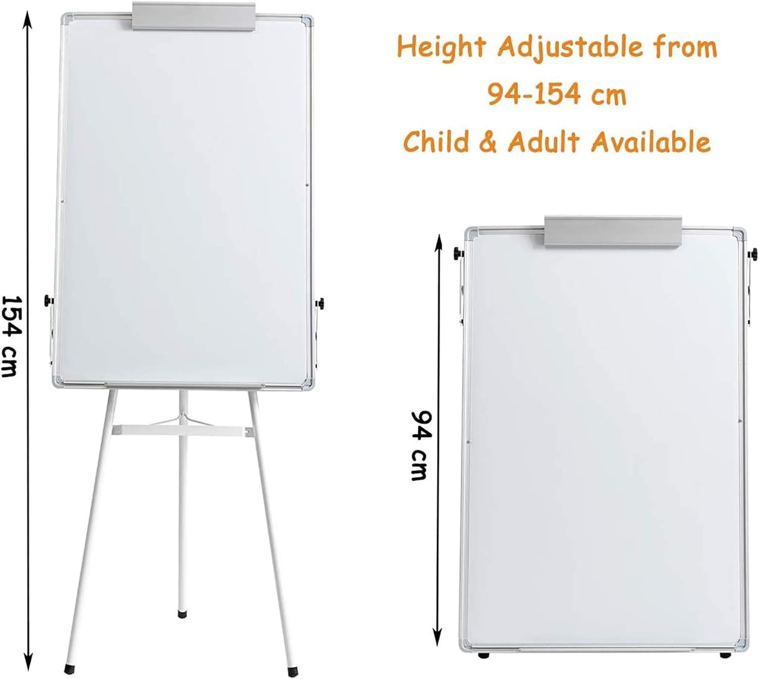 Magnetic Whiteboard Stand 90x60cm Portable Tripod Flipchart Easel White