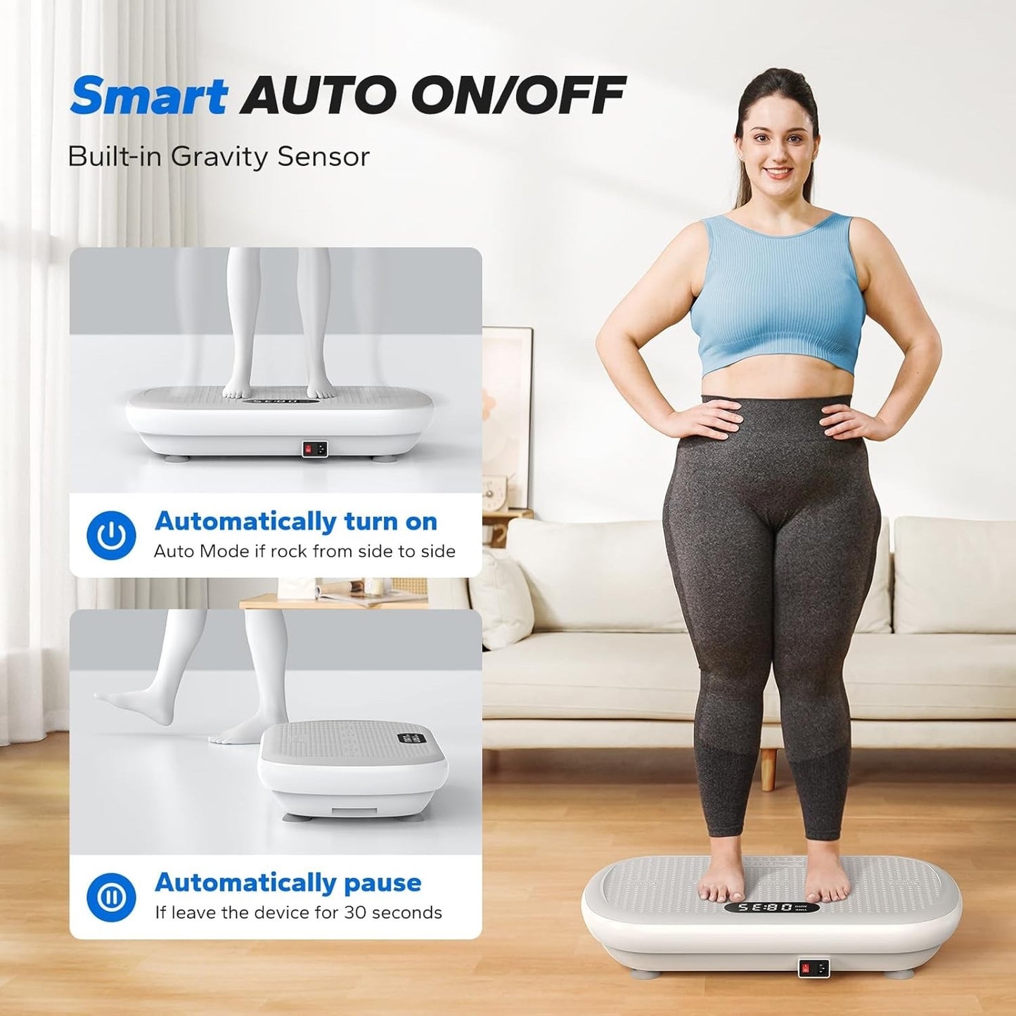 Merach 2440 Vibration Plate Exercise Machine 13mm Amplitude 200kg Bluetooth Grey