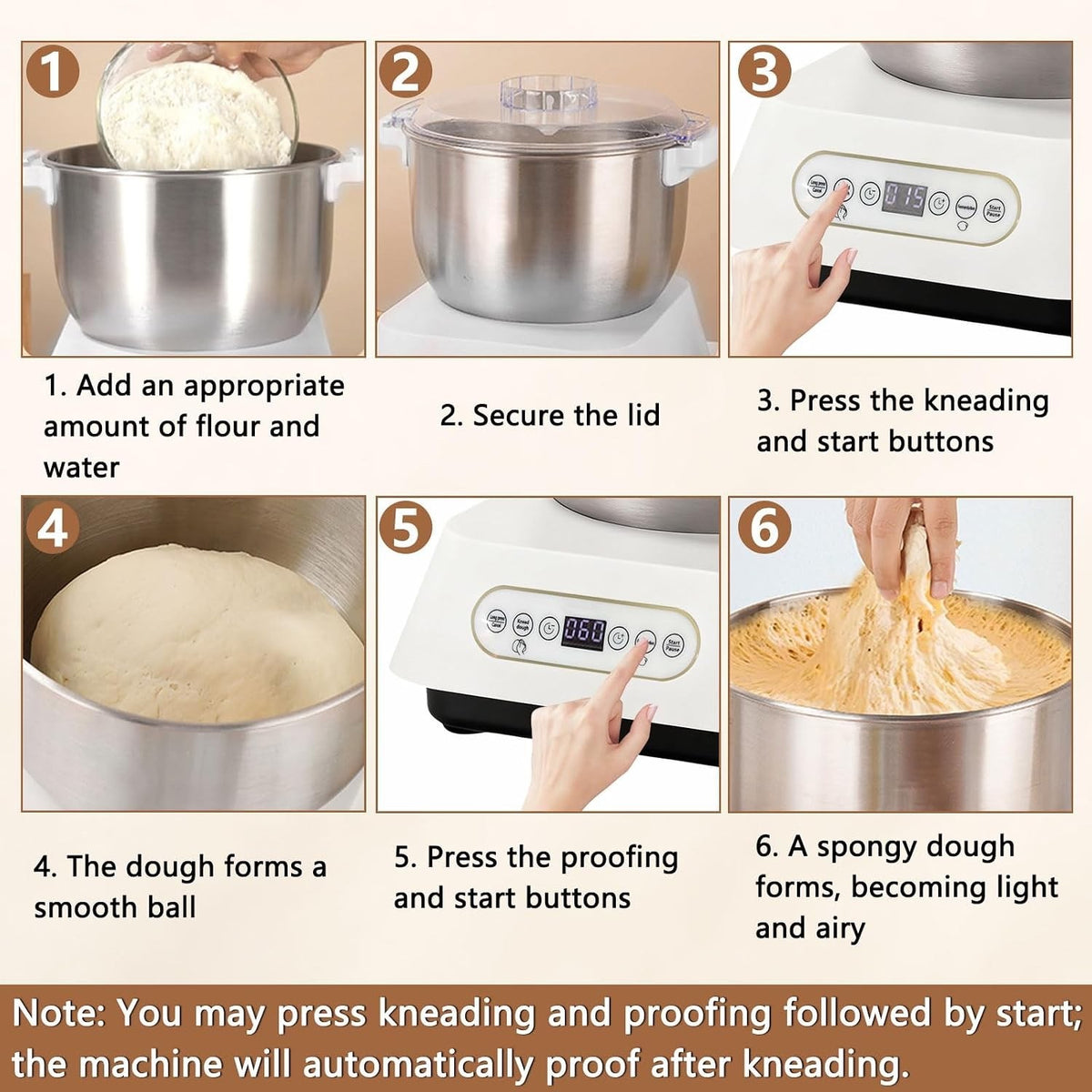7L Dough Mixer 200W Stainless Steel Food Mixer With Fermentation 25-38C Stand