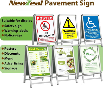 A1 Pavement Sign Board Double Sided Aluminium Snap Frame Poster Display Stand