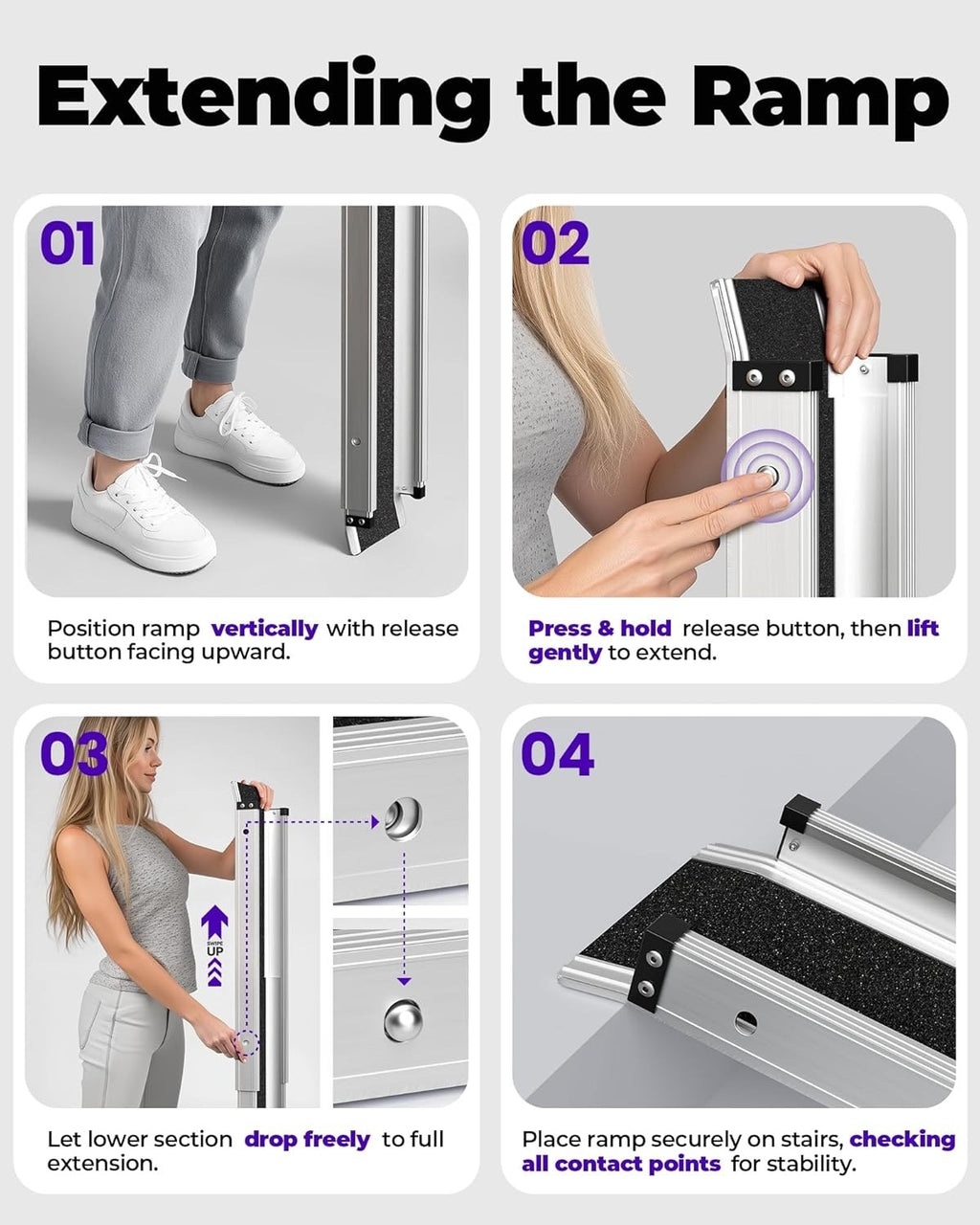 6FT Telescopic Wheelchair Ramp 600LB Aluminum Portable Mobility 2 Pack