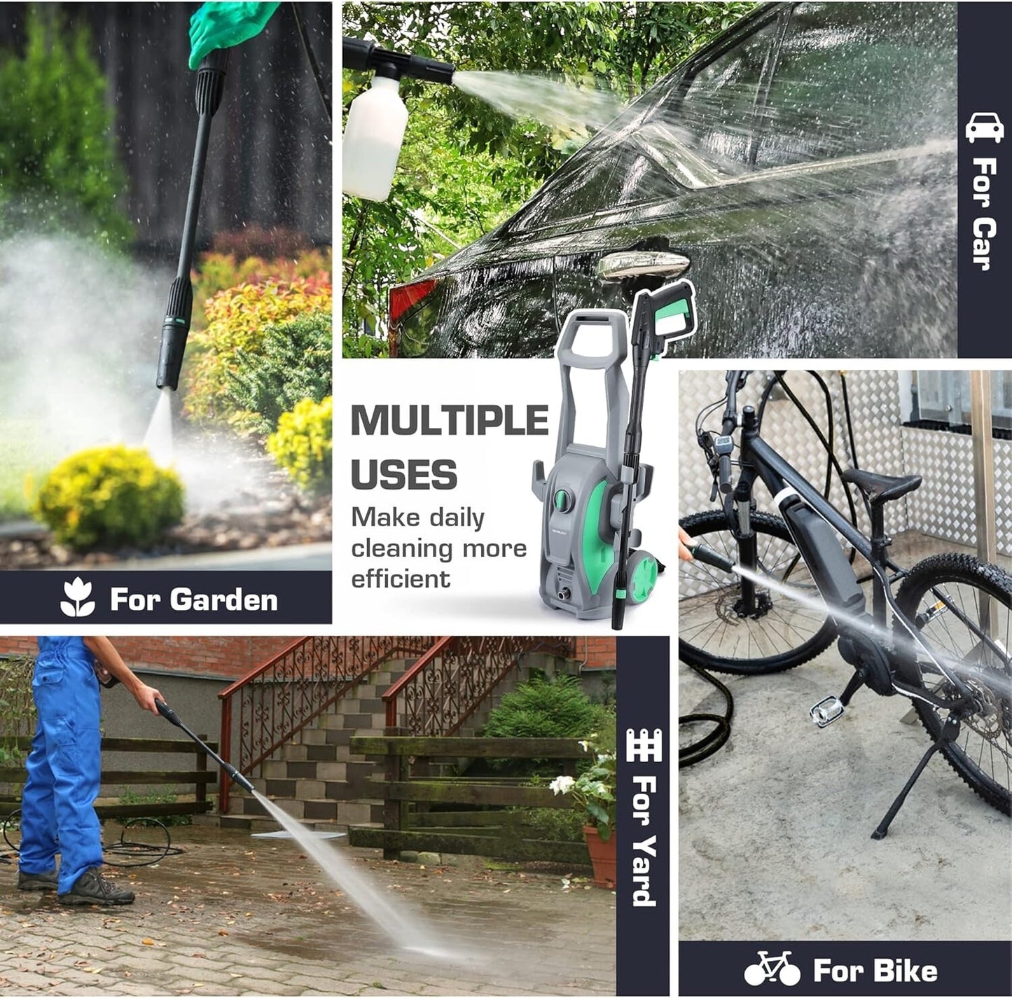 HAUSHOF High Pressure Washer 2 IN 1 Portable Electric Jet Washer 135 Bar 426L/H