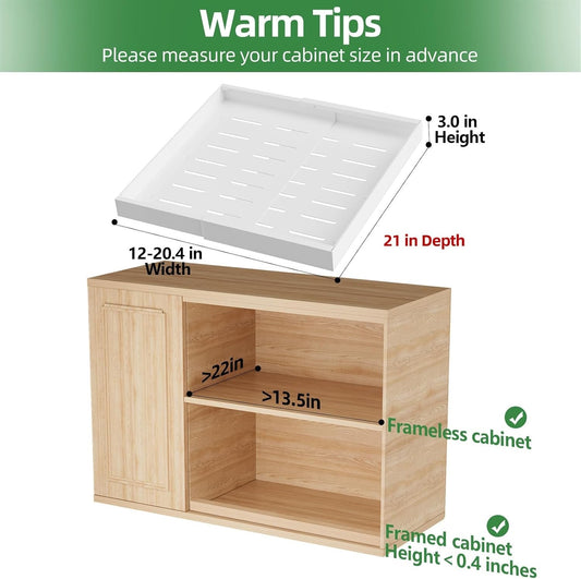 Pull Out Cabinet Organiser Drawers 2 Pack Adjustable Sliding Kitchen Shelves Whi