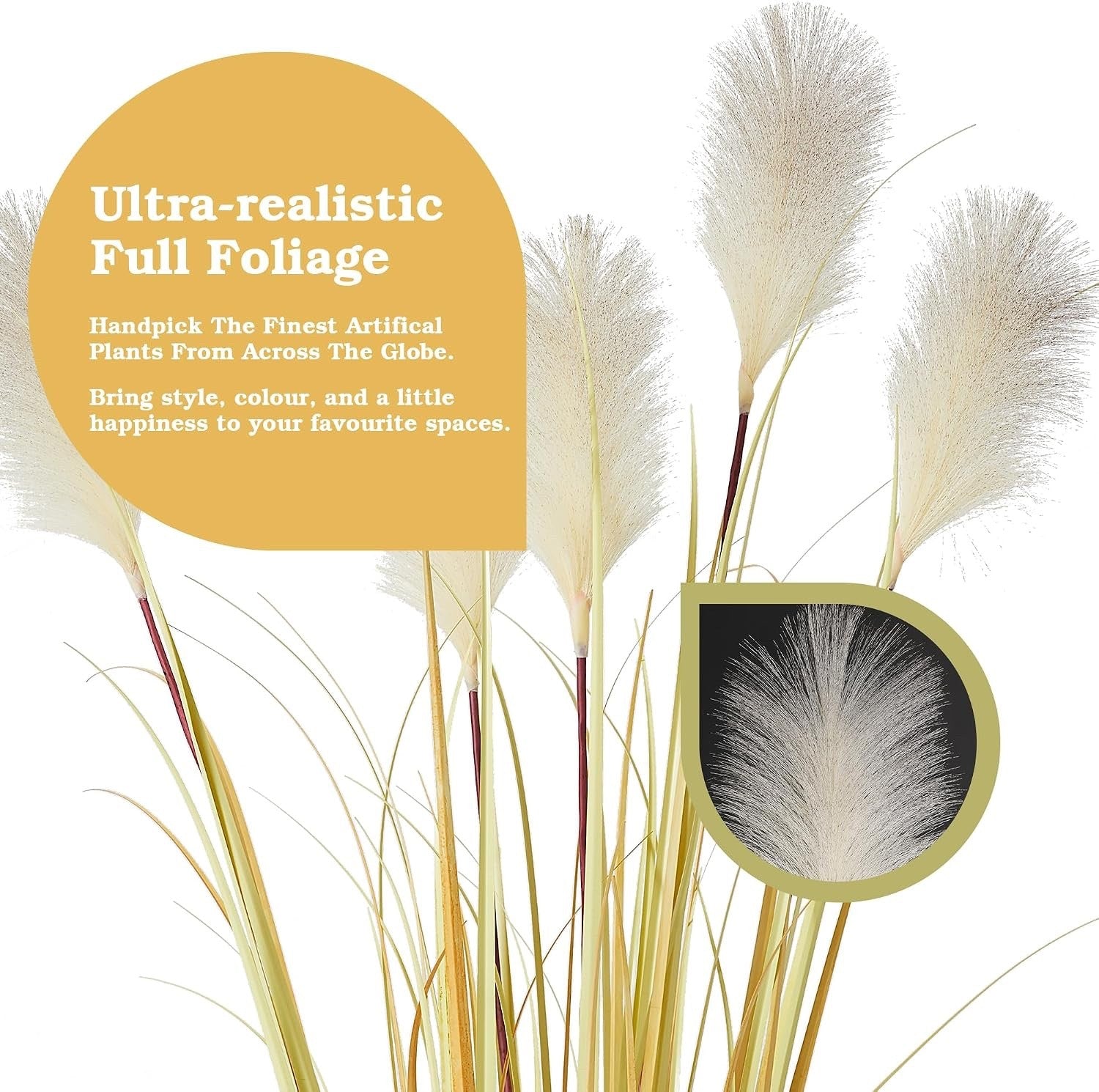 Artificial Feather Grass Tree 150cm Yellow Faux Tall Plant Indoor Outdoor Decor