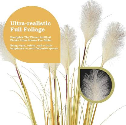 Artificial Feather Grass Tree 150cm Yellow Faux Tall Plant Indoor Outdoor Decor