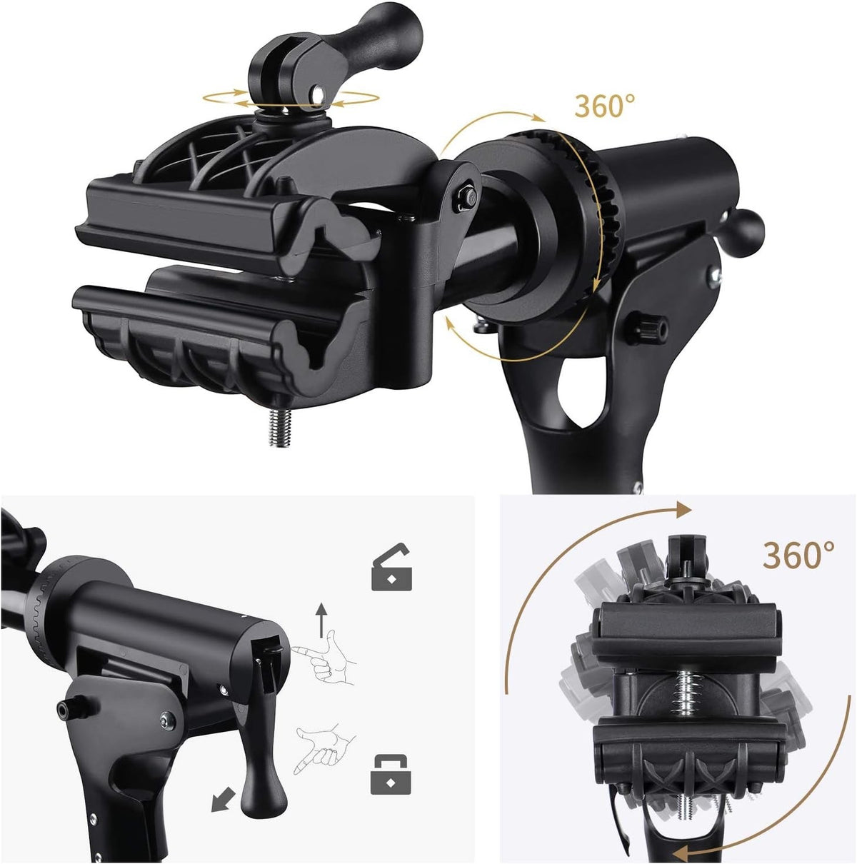 Bike Repair Stand Workstand Foldable Aluminium 360° Clamp Tool Tray 27kg Black
