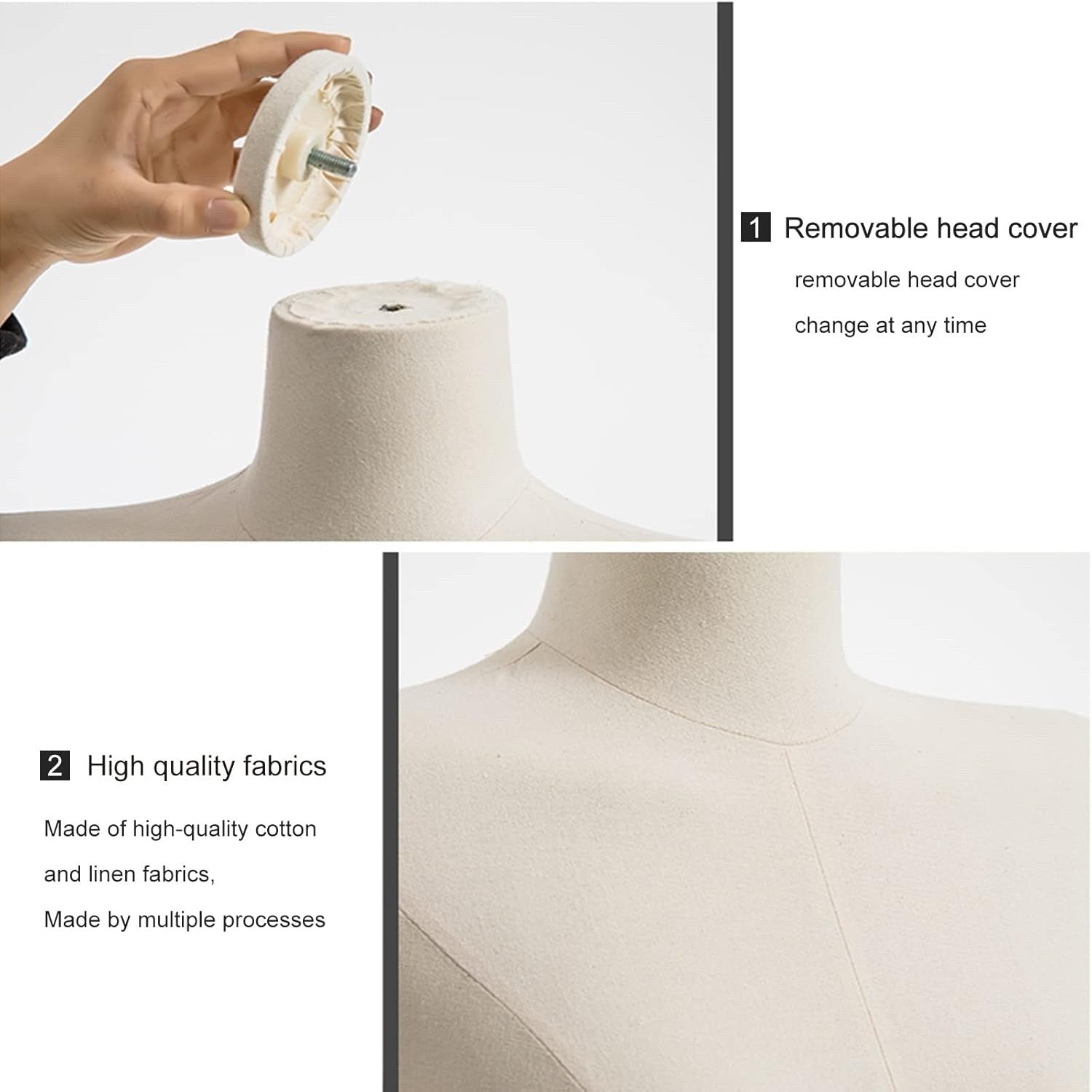Adjustable Mannequin Torso Dress Form Rectangular Base Clothing Display Stand