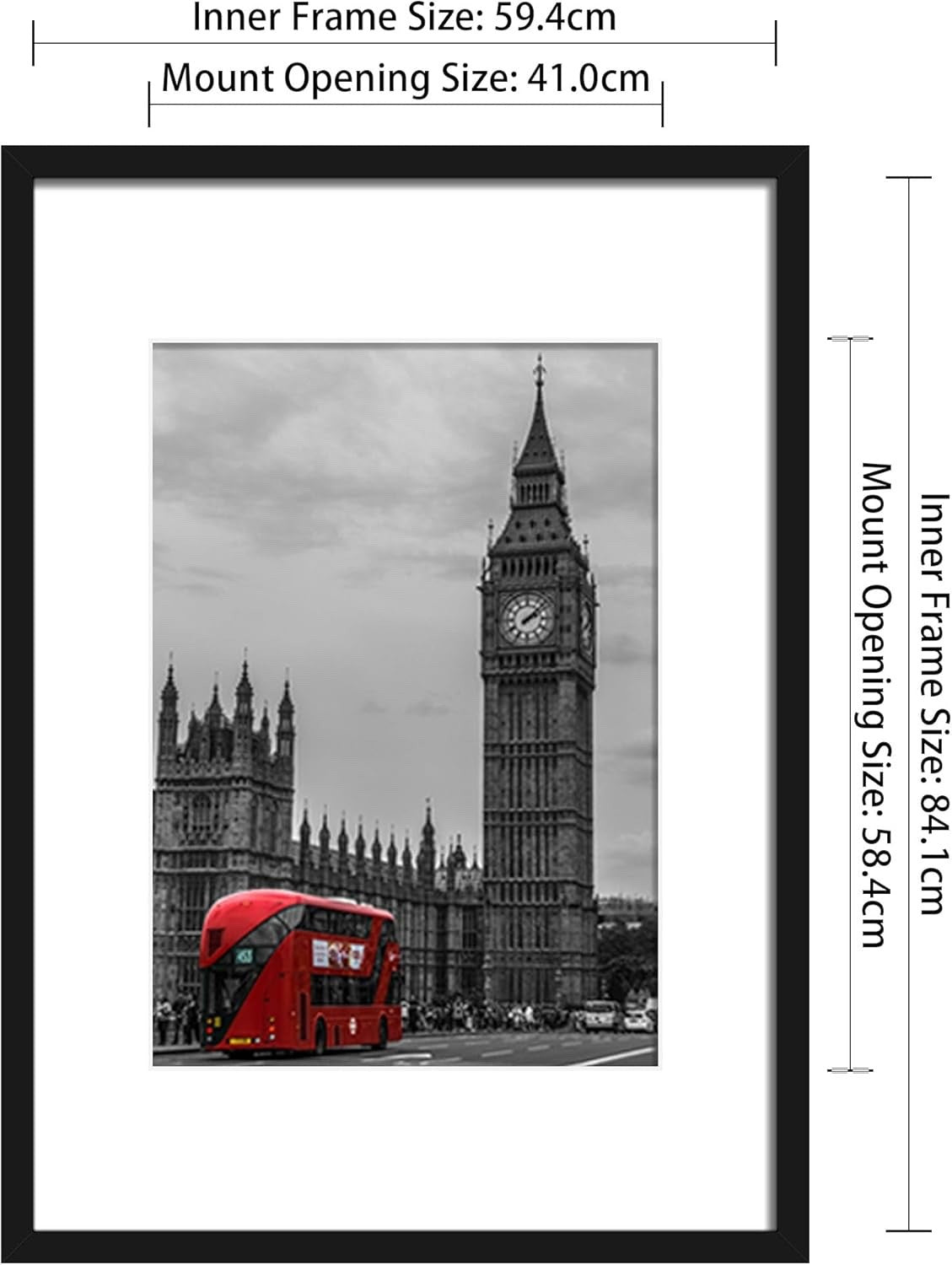 A1 Black Picture Frame 4 Pack Wall Mount Fits 59.4x84.1cm Poster Print