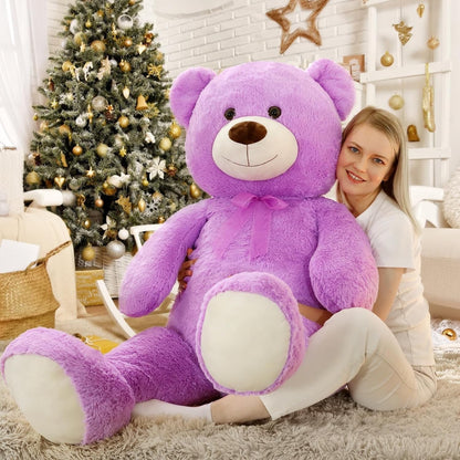 Giant Teddy Bear 130cm Large Soft Plush Purple Cute Gift Kids Birthday