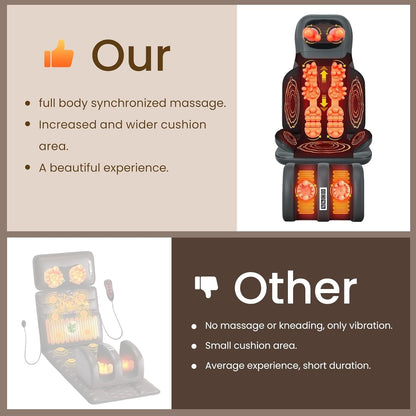 Full Body Massage Mat Heated Waist Airbag Remote Control Neck Back Leg Brown