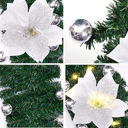 2.7m Christmas Garland LED Lights Silver Rattan Wreath Door Stair Decor