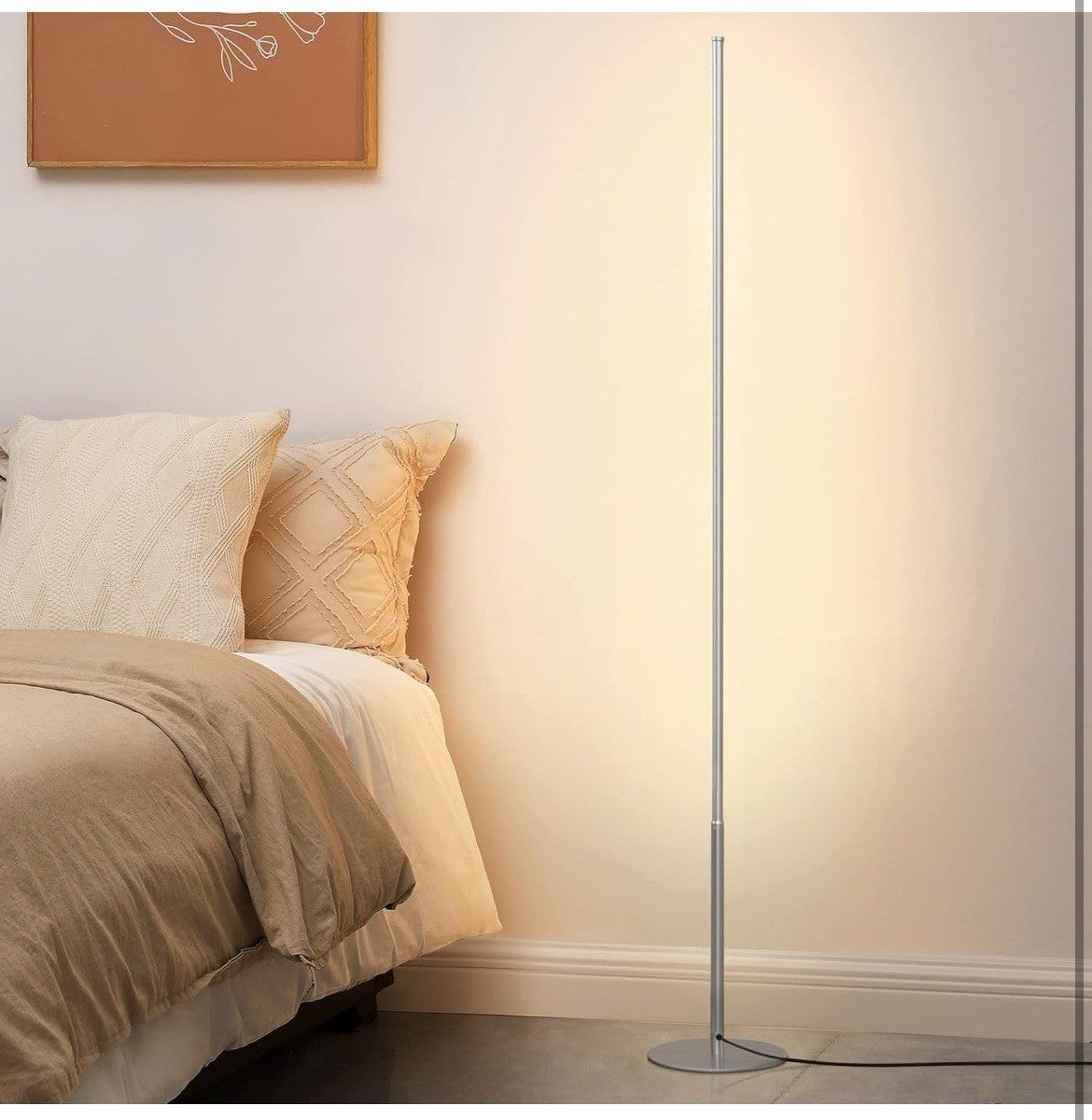 2 Pack LED Floor Lamp Dimmable 3000K Warm White 57.5in Modern Standing Silver