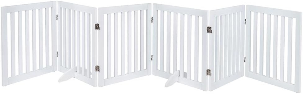 Freestanding Dog Gate Extra Wide 306x61cm White Foldable Pet Fence Playpen Home