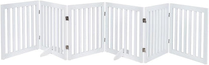 Freestanding Dog Gate Extra Wide 306x61cm White Foldable Pet Fence Playpen Home