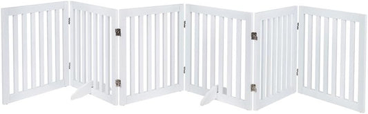 Freestanding Dog Gate Extra Wide 306x61cm White Foldable Pet Fence Playpen Home