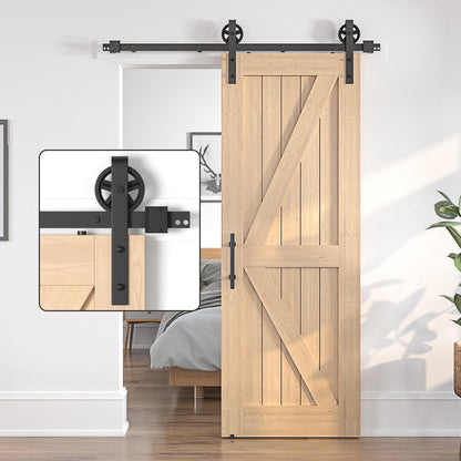 Barn Door Hardware Kit Sliding Black Steel Track Roller Rustic Rail Fittings
