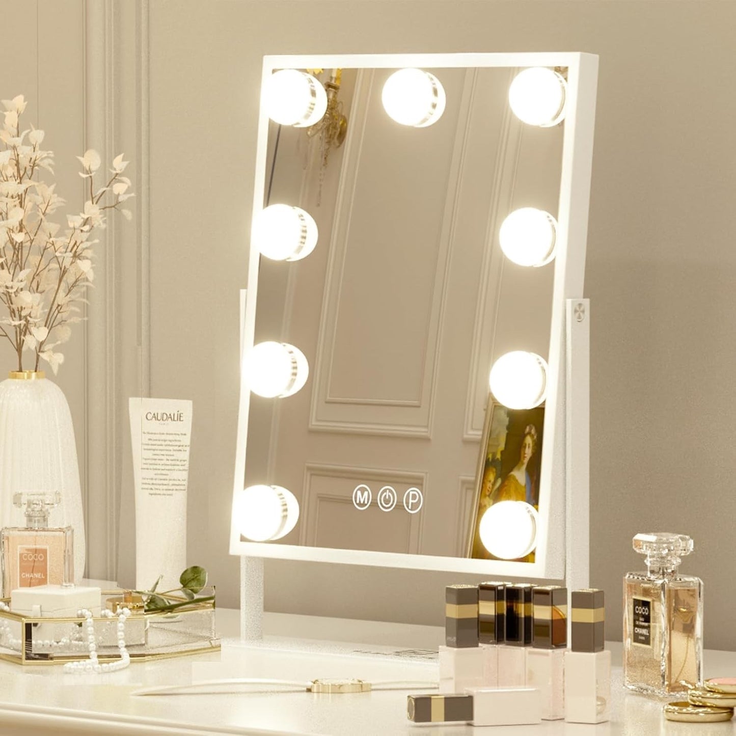 Vanity Mirror Hollywood Makeup LED 9 Bulbs 360 Rotation 10x Magnifier Touch