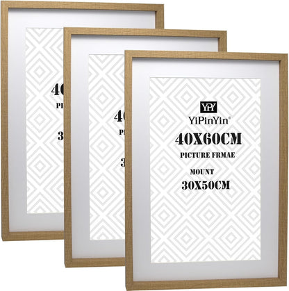 Picture Frame Set 60x40cm Wooden 3 Pack Poster Photo Mount Wall Hanging Oak