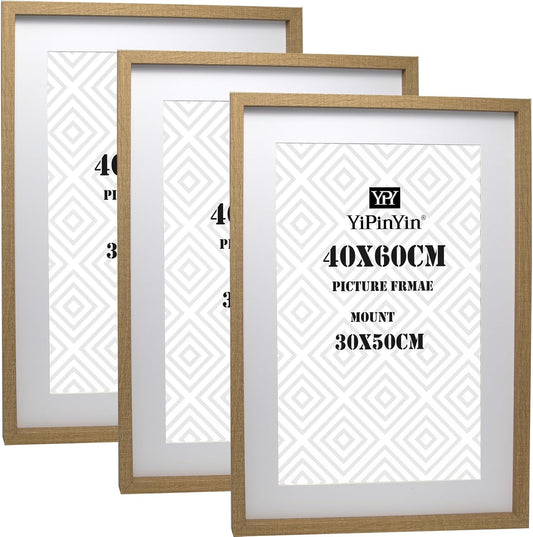 Picture Frame Set 60x40cm Wooden 3 Pack Poster Photo Mount Wall Hanging Oak