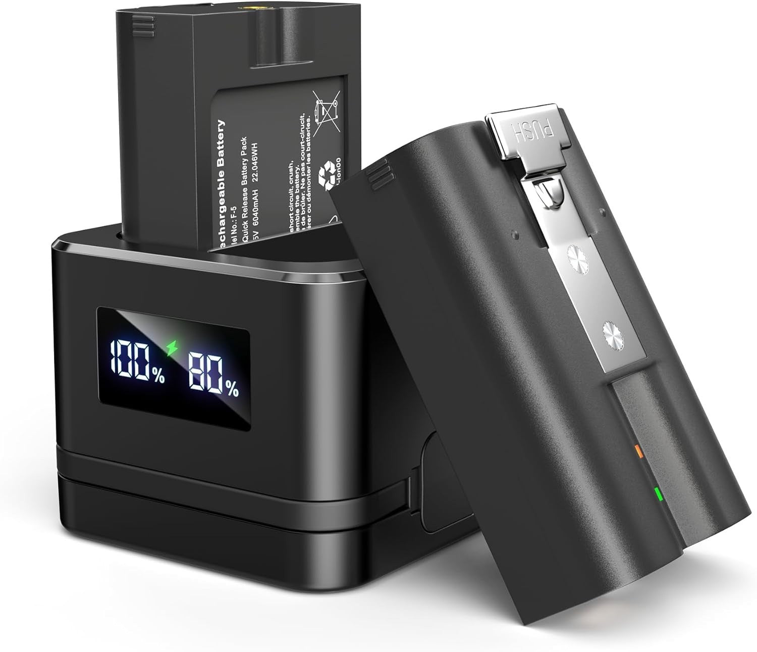 Quick Release Battery for Ring 2 Pack with LED Charger Station 3.65V 6040mAh