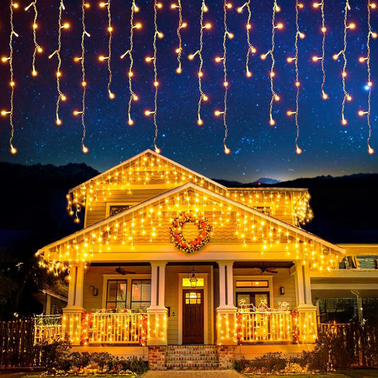 EcoNour Icicle Lights Outdoor Christmas Lights 1500 LED 47M Warm White